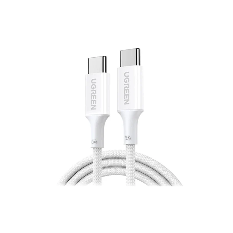 Ugreen USB-C to USB-C 5A/100W PD Fast Charging Braided Cable - 2m (Black, White)