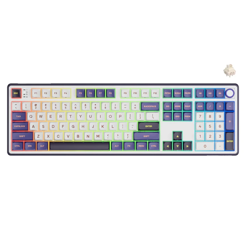 Royal Kludge R108 Single-Mode RGB 107 Keys Mechanical Keyboard Blackberry (Creamy Switch, Snowfall Switch)