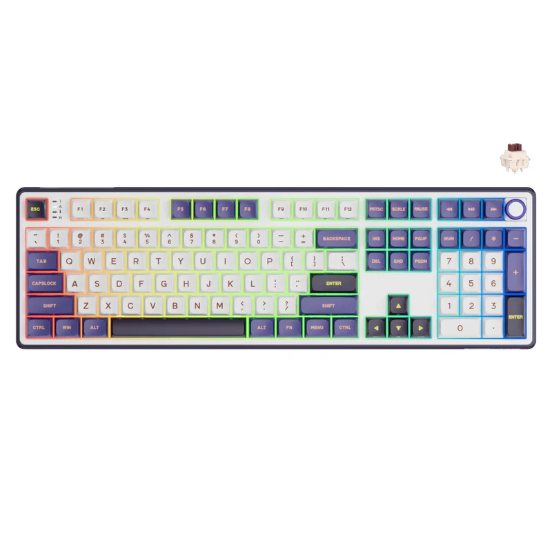 Royal Kludge R108 Single-Mode RGB 107 Keys Mechanical Keyboard Blackberry (Creamy Switch, Snowfall Switch)