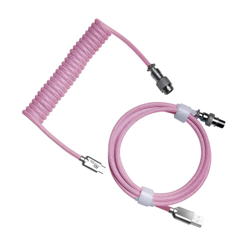 Royal Kludge M12 Coiled Aviator Keyboard Cable (Pink)