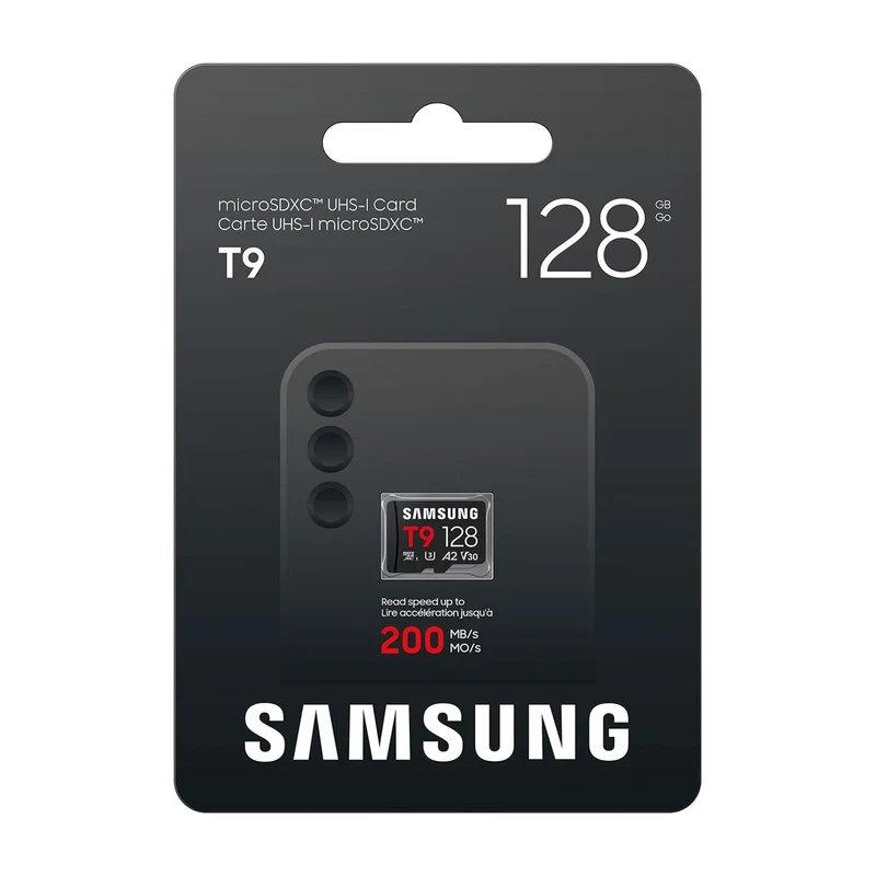 Samsung T9 UHS-I C10 U3 V30 A2 200MB/s Read microSDXC Card (128GB, 256GB, 512GB) (MB-MH128T, MB-MH256T, MB-MH512T) + Free Juno Blind Box