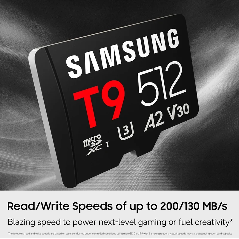Samsung T9 UHS-I C10 U3 V30 A2 200MB/s Read microSDXC Card (128GB, 256GB, 512GB) (MB-MH128T, MB-MH256T, MB-MH512T) + Free Juno Blind Box