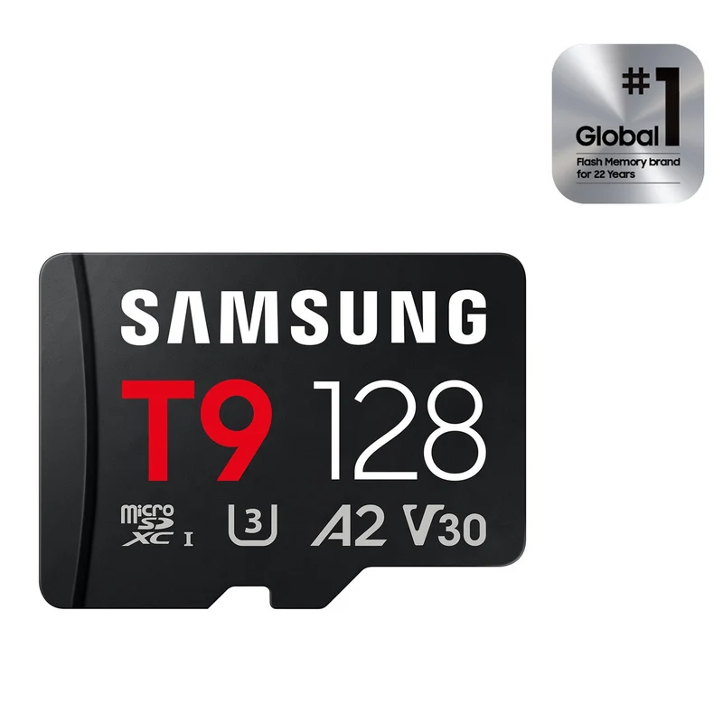 Samsung T9 UHS-I C10 U3 V30 A2 200MB/s Read microSDXC Card (128GB, 256GB, 512GB) (MB-MH128T, MB-MH256T, MB-MH512T) + Free Juno Blind Box