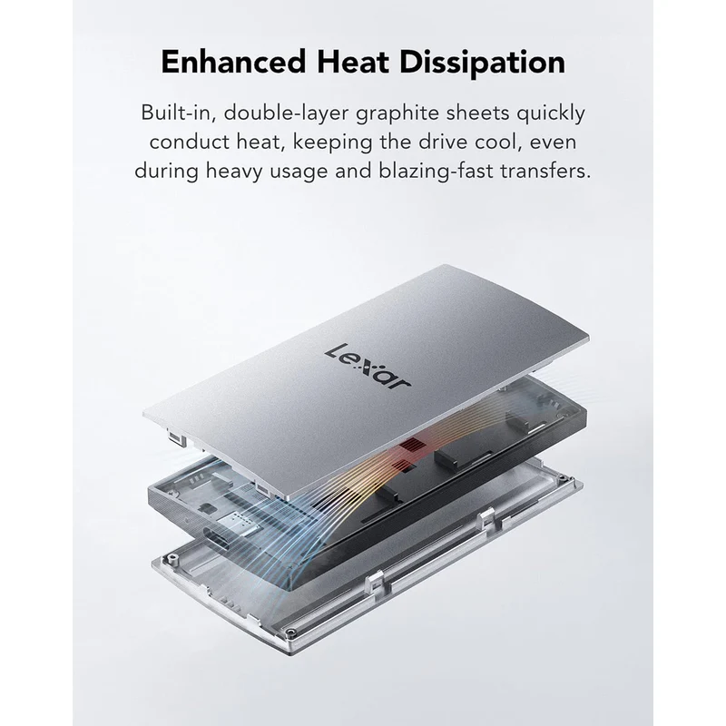 Lexar ES3 1TB USB 3.2 Gen 2 Type-C Portable SSD - Up To 1050MB/s Read & 1000MB/s Write (Silver) (LES3XXX001T-RNSNG)
