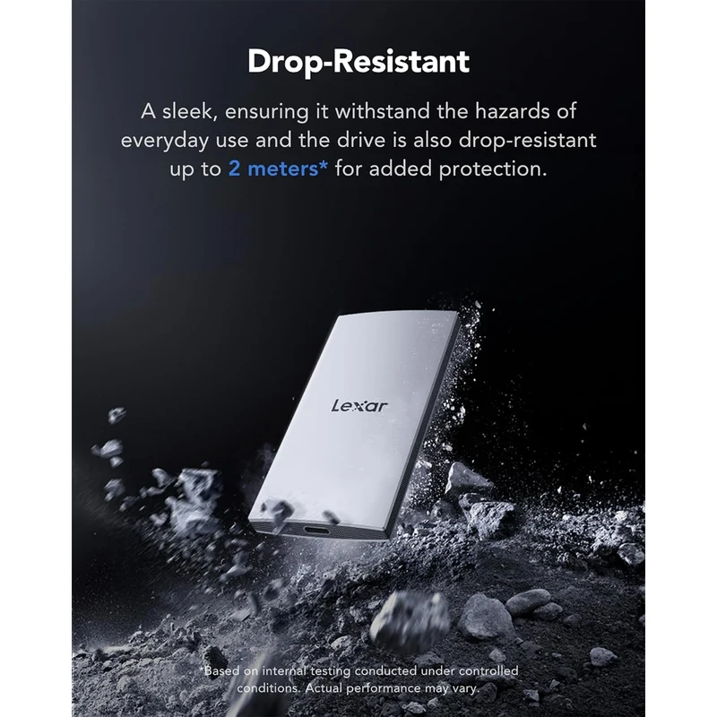 Lexar ES3 1TB USB 3.2 Gen 2 Type-C Portable SSD - Up To 1050MB/s Read & 1000MB/s Write (Silver) (LES3XXX001T-RNSNG)