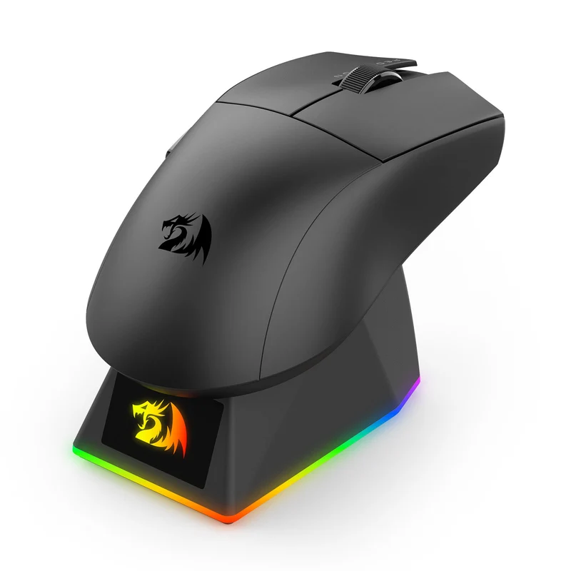 Redragon K1ng Max 45000 DPI 3-Mode RGB Wireless Gaming Mouse & Charging Dock (Black, White) (M916-Max, M916W-Max)