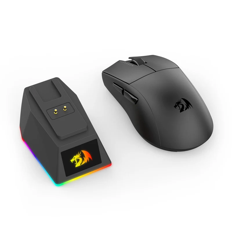 Redragon K1ng Max 45000 DPI 3-Mode RGB Wireless Gaming Mouse & Charging Dock (Black, White) (M916-Max, M916W-Max)
