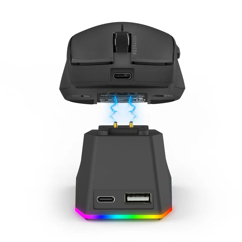 Redragon K1ng Max 45000 DPI 3-Mode RGB Wireless Gaming Mouse & Charging Dock (Black, White) (M916-Max, M916W-Max)