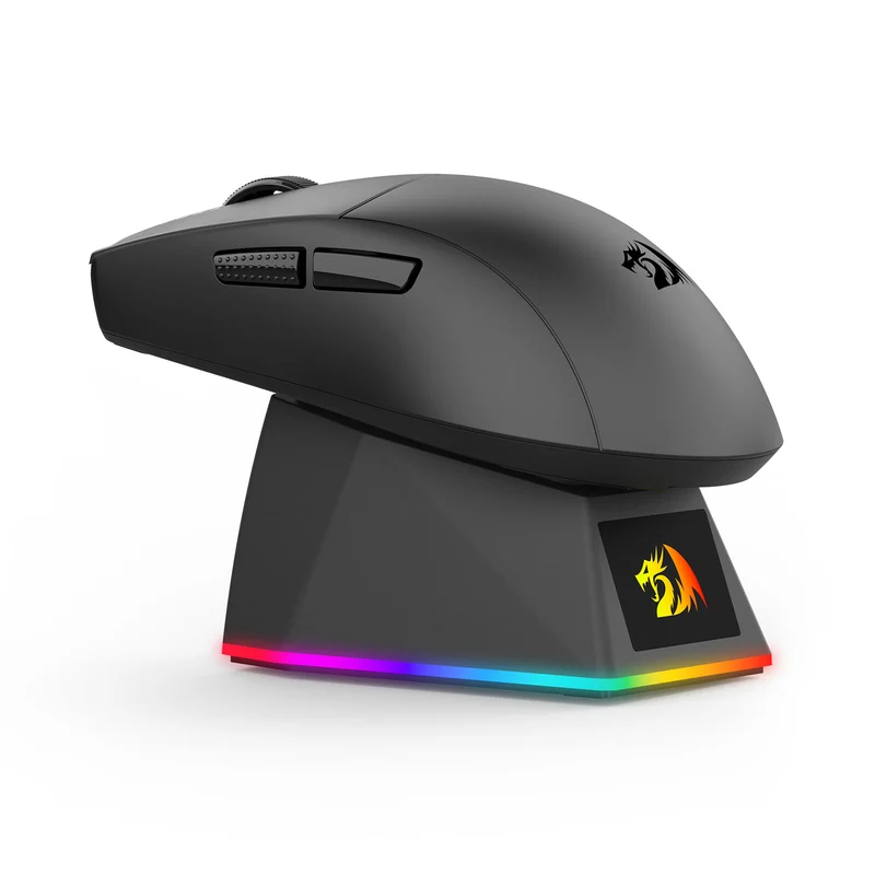 Redragon K1ng Max 45000 DPI 3-Mode RGB Wireless Gaming Mouse & Charging Dock (Black, White) (M916-Max, M916W-Max)