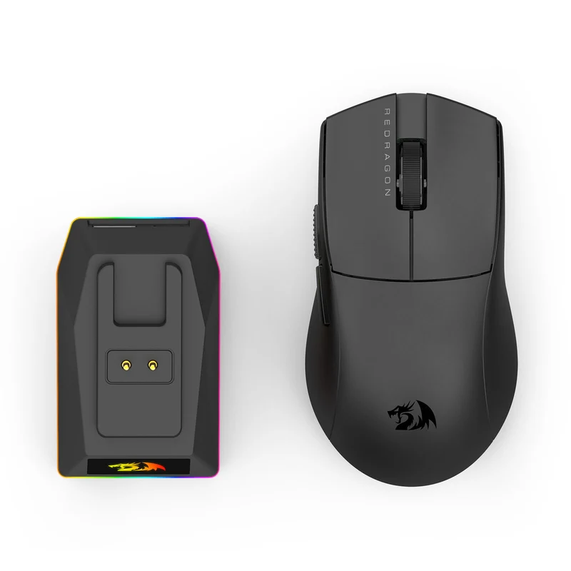 Redragon K1ng Max 45000 DPI 3-Mode RGB Wireless Gaming Mouse & Charging Dock (Black, White) (M916-Max, M916W-Max)