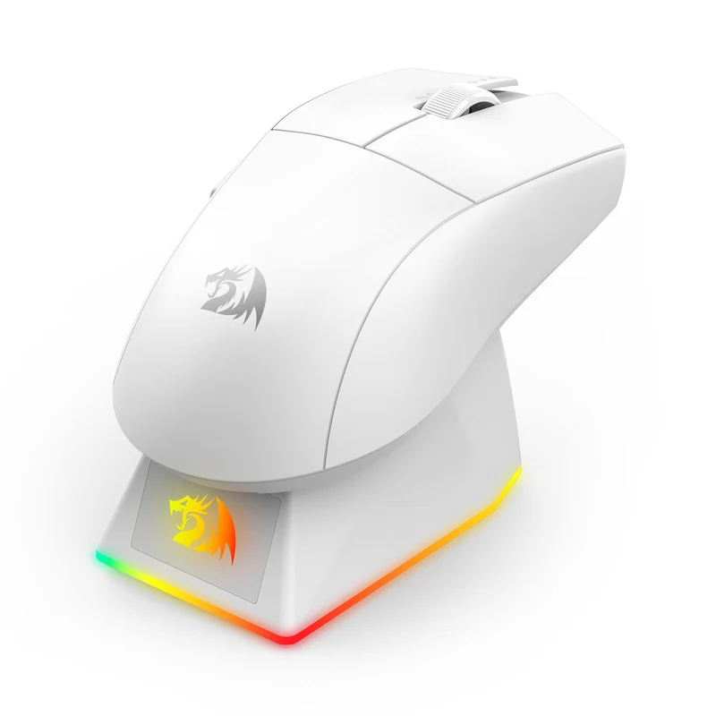Redragon K1ng Max 45000 DPI 3-Mode RGB Wireless Gaming Mouse & Charging Dock (Black, White) (M916-Max, M916W-Max)