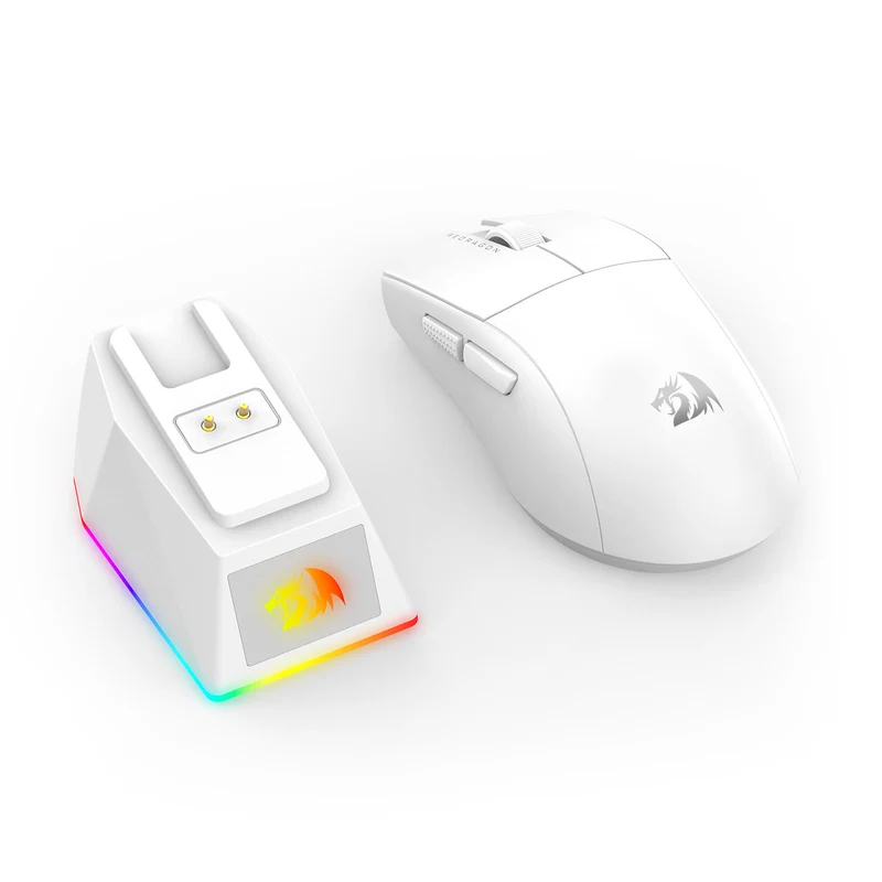 Redragon K1ng Max 45000 DPI 3-Mode RGB Wireless Gaming Mouse & Charging Dock (Black, White) (M916-Max, M916W-Max)