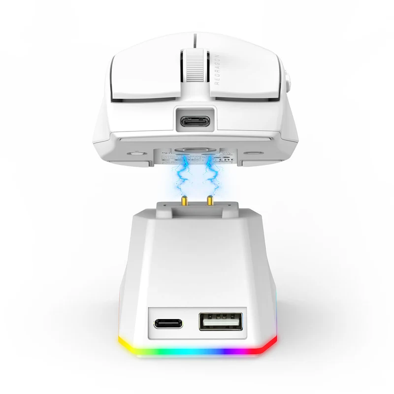 Redragon K1ng Max 45000 DPI 3-Mode RGB Wireless Gaming Mouse & Charging Dock (Black, White) (M916-Max, M916W-Max)