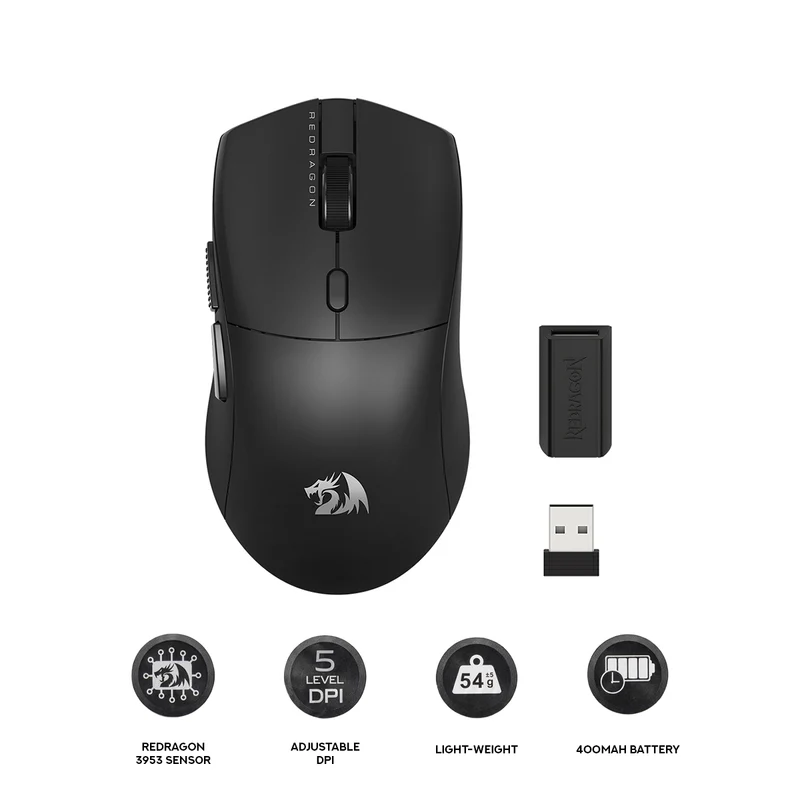 Redragon Sparda Dual 8k 45000 DPI 3-Mode Connection Wireless Light-Weight Mouse (Black) (M919-Ult)