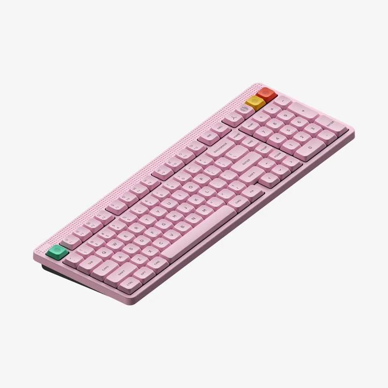 NuPhy Node100 Low-Profile Hot-Swappable Full-Size Wireless Mechanical Keyboard (Blush nano Switch) (Light Pink)