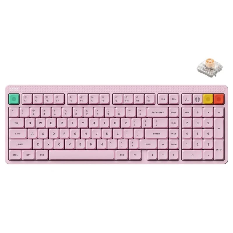 NuPhy Node100 Low-Profile Hot-Swappable Full-Size Wireless Mechanical Keyboard (Blush nano Switch) (Light Pink)
