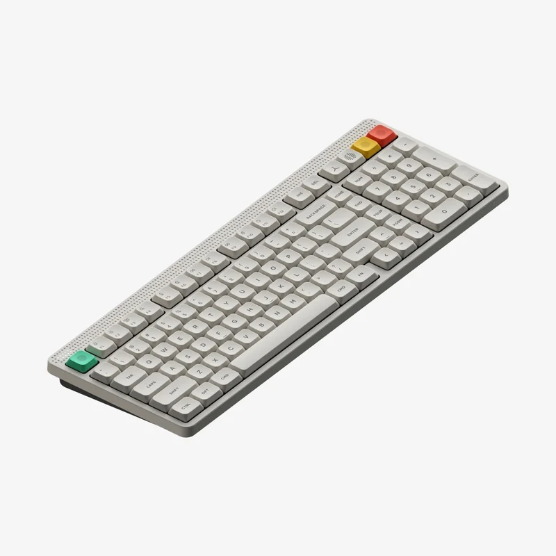 NuPhy Node100 Low-Profile Hot-Swappable Full-Size Wireless Mechanical Keyboard (Blush nano Switch) (Lunar White)