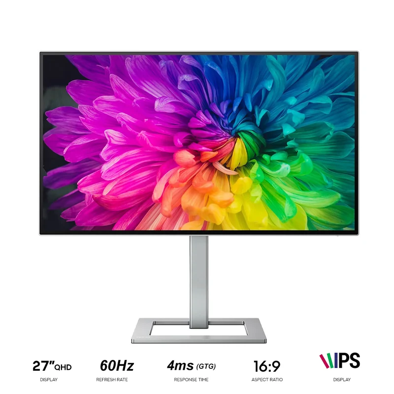 Philips 27E2F7903/71 27" UHD 4K (3840x2160) 60Hz 4ms (GTG) IPS Monitor with Height/ Tilt/ Swivel/ Pivot Adjustment (Silver)