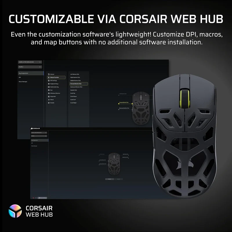 Corsair Sabre V2 Pro Wireless Magnesium Alloy Gaming Mouse (Black, White) (CH-931G100-WW, CH-931G101-WW)
