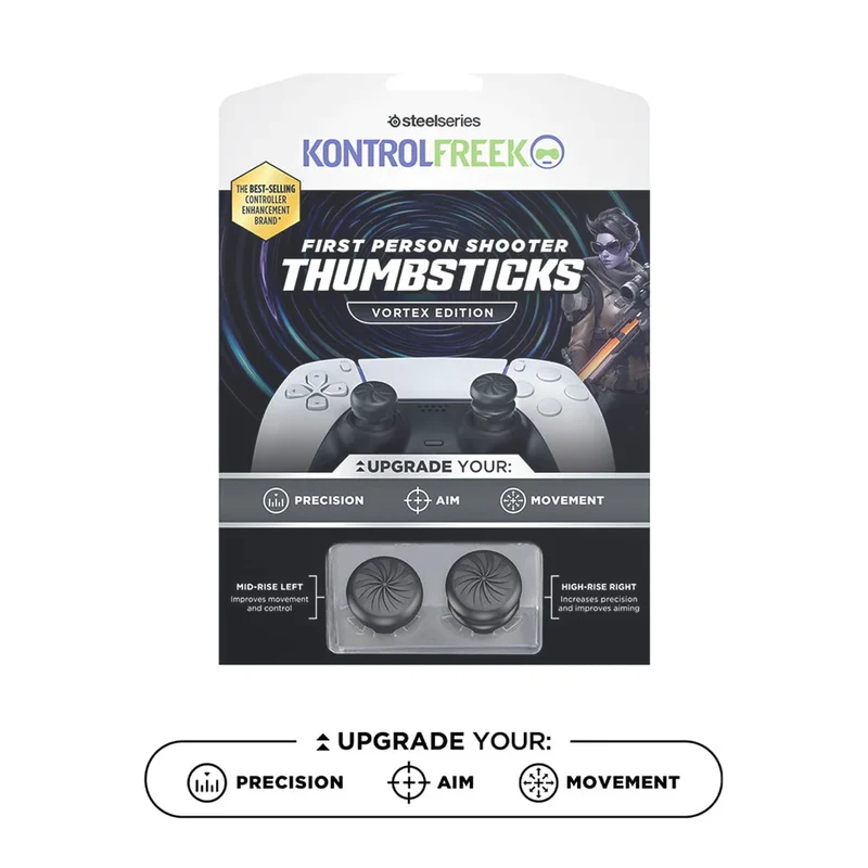 SteelSeries Kontrolfreek First Person Shooter Thumbsticks Vortex Edition for PS5 / PS4 (Black) (6300-PS5)