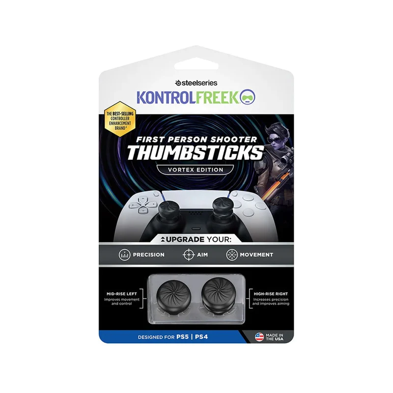 SteelSeries Kontrolfreek First Person Shooter Thumbsticks Vortex Edition for PS5 / PS4 (Black) (6300-PS5)