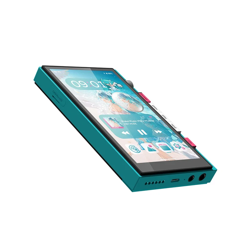 HiBy Digital X Hatsune Miku M500 Wi-Fi Digital Audio Player (Cyan) with Pin Badge + HiBy M500 Leather Case