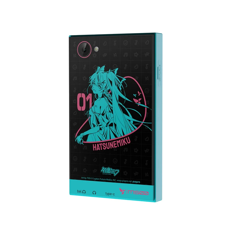 HiBy Digital X Hatsune Miku M500 Wi-Fi Digital Audio Player (Cyan) with Pin Badge + HiBy M500 Leather Case