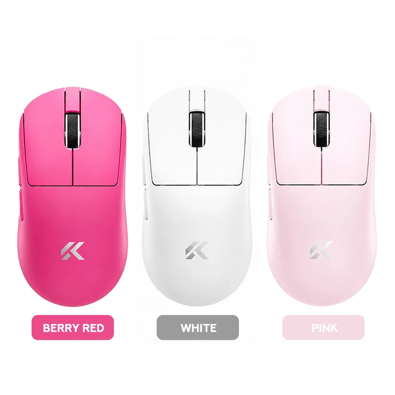 MCHOSE A7 V3 Pro Tri-Mode Lightweight eSports Gaming Mouse (Berry Red, White, Pink)