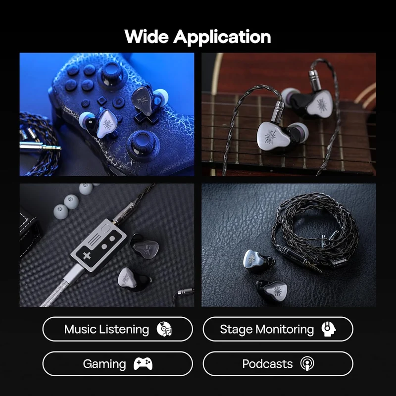 Kiwi Ears KE4 Sound Redefined 2DD + 2BA Hybrid In-ear Monitor with Detachable Cable 3.5mm Single-ended Termination