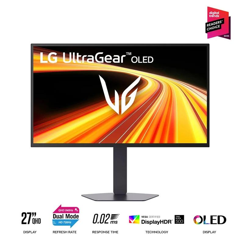 LG UltraGear OLED 27GX790B-B 27" QHD (2560x1440) Dual Mode QHD 540Hz or HD 720Hz 0.02ms GTG G-Sync Compatible Display Port 2.1 Gaming Monitor with Tilt/ Height/ Swivel/ Pivot Adjustment