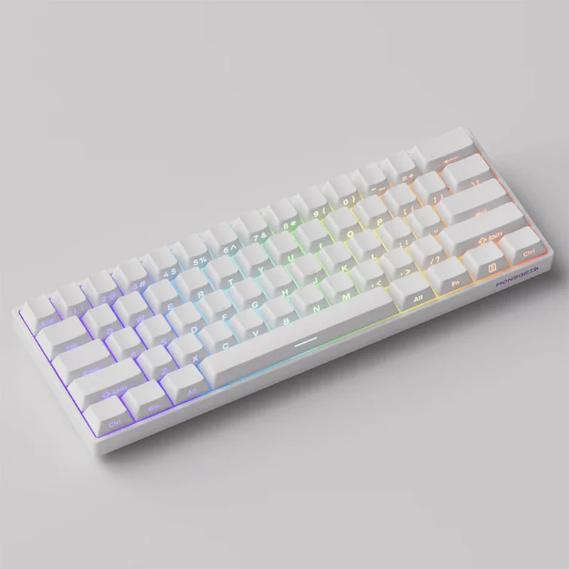 MonsGeek FUN60 Pro HE Shine-through White Wired RGB Magnetic Keyboard (Akko Glare Magnetic Switch) (101-FUN6H-003)