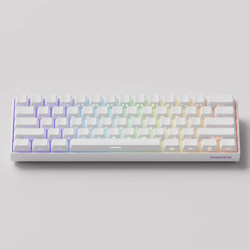MonsGeek FUN60 Pro HE Shine-through White Wired RGB Magnetic Keyboard (Akko Glare Magnetic Switch) (101-FUN6H-003)