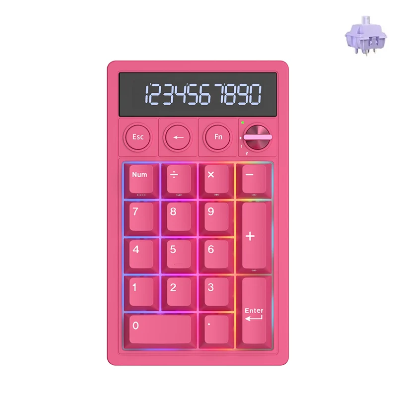 Royal Kludge M20 Tri-Mode RGB 2-in-1 Numeric KeyPad & Calculator Berry Red (Cream Switch, Violet Switch)