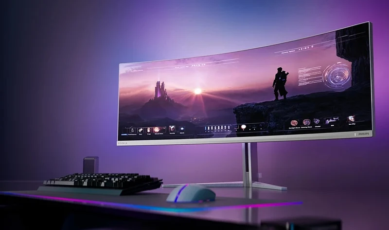 Philips Evnia 49M2C8900/69 48.9" Dual QHD (5120x1440) 240Hz 0.03ms GTG QD OLED Curved Gaming Monitor with Tilt/ Height/ Swivel Adjustment (White)