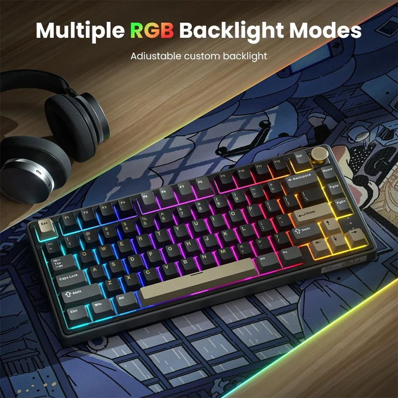 Royal Kludge R75Pro QMK Tri-Mode RGB 80 Keys Hot-Swappable Mechanical Keyboard Phantom (Cream Switch)