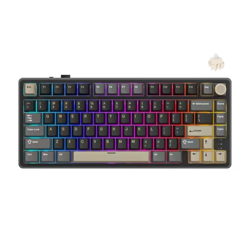 Royal Kludge R75Pro QMK Tri-Mode RGB 80 Keys Hot-Swappable Mechanical Keyboard Phantom (Cream Switch)