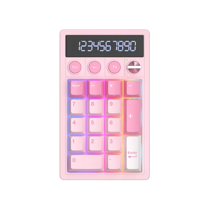 Royal Kludge M20 Tri-Mode RGB 2-in-1 Numeric KeyPad & Calculator Pink Melody (Cream Switch, Violet Switch)