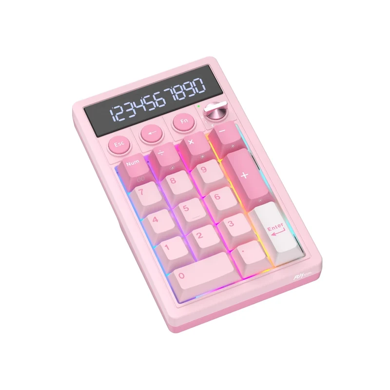 Royal Kludge M20 Tri-Mode RGB 2-in-1 Numeric KeyPad & Calculator Pink Melody (Cream Switch, Violet Switch)