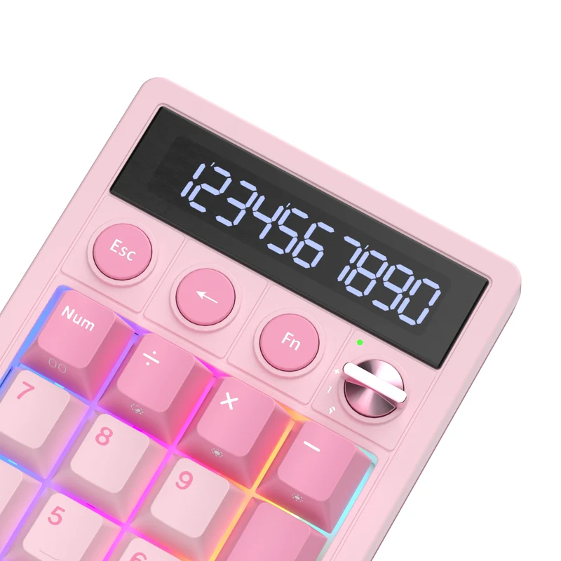 Royal Kludge M20 Tri-Mode RGB 2-in-1 Numeric KeyPad & Calculator Pink Melody (Cream Switch, Violet Switch)