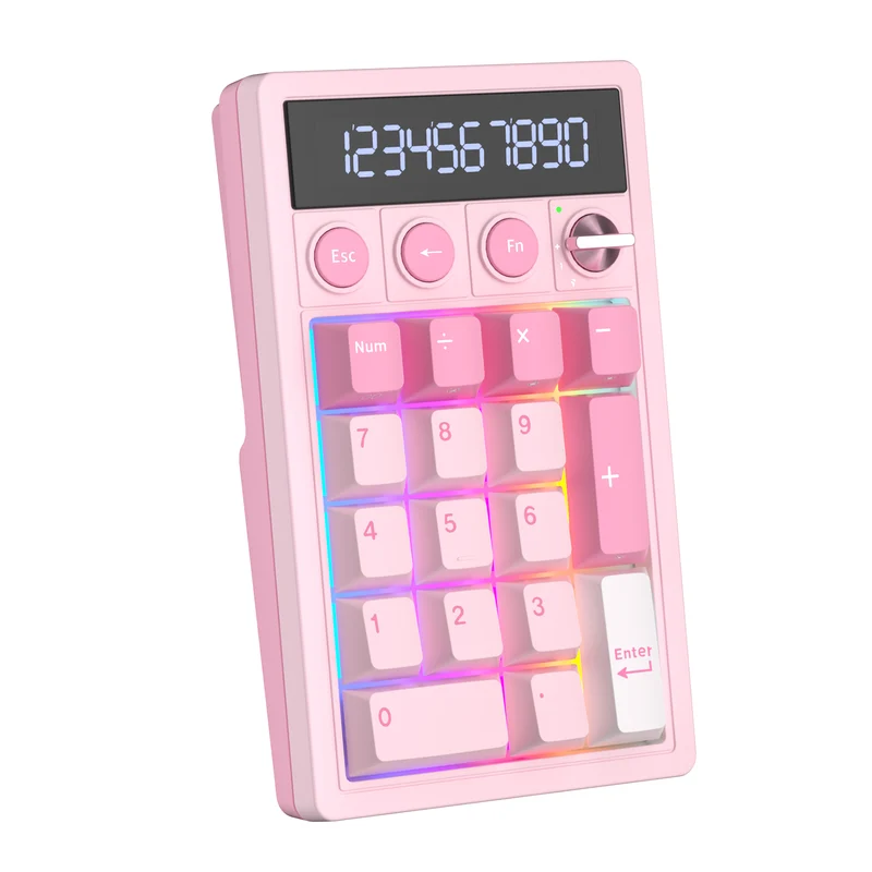 Royal Kludge M20 Tri-Mode RGB 2-in-1 Numeric KeyPad & Calculator Pink Melody (Cream Switch, Violet Switch)