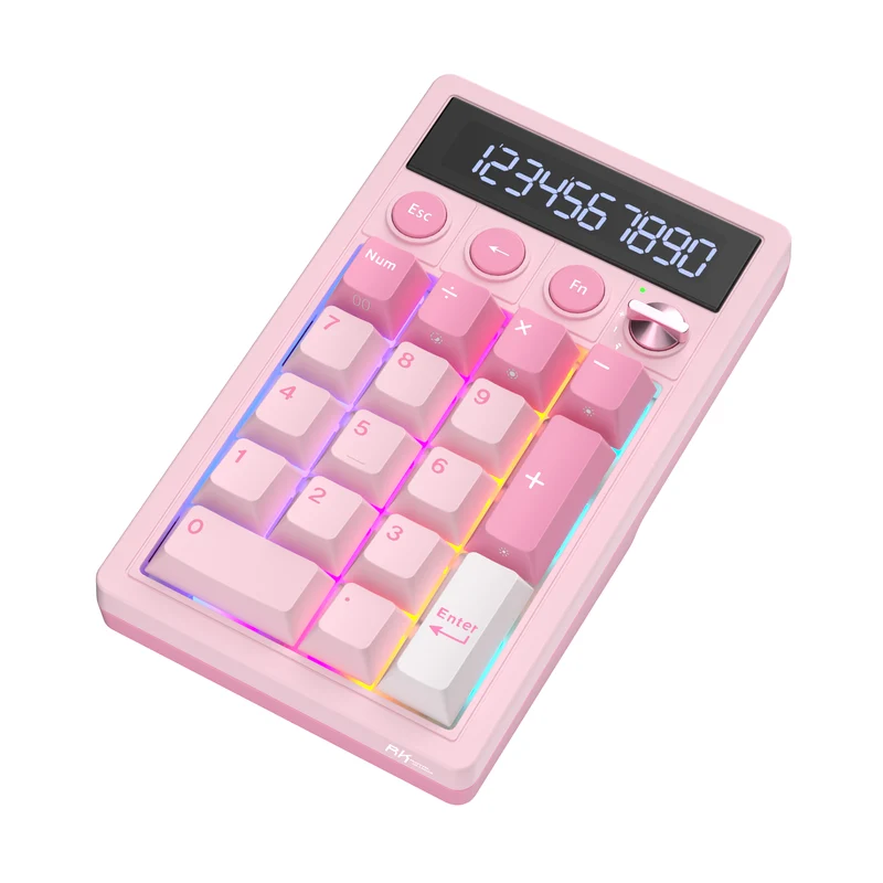 Royal Kludge M20 Tri-Mode RGB 2-in-1 Numeric KeyPad & Calculator Pink Melody (Cream Switch, Violet Switch)