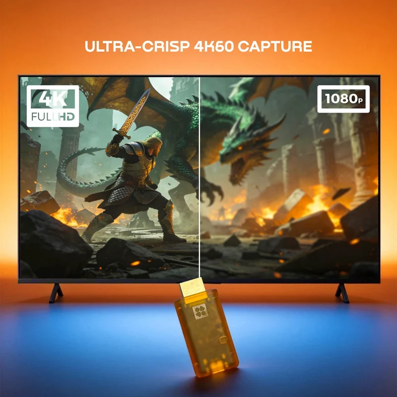 Genki Shadowcast 3 Pro Ultra-Compact 4K Pro Capture for Nintendo Switch / Nintendo Switch 2 / PS5 / Steam Machine / Tablet / Steam Deck / Xbox (HTGSC3P-YLW)