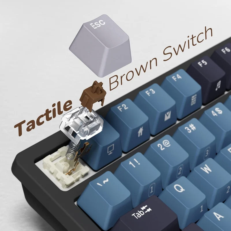 Royal Kludge RK98 Tri-Mode RGB 100 Keys Hot Swappable Mechanical Keyboard Indigo (Brown Switch)