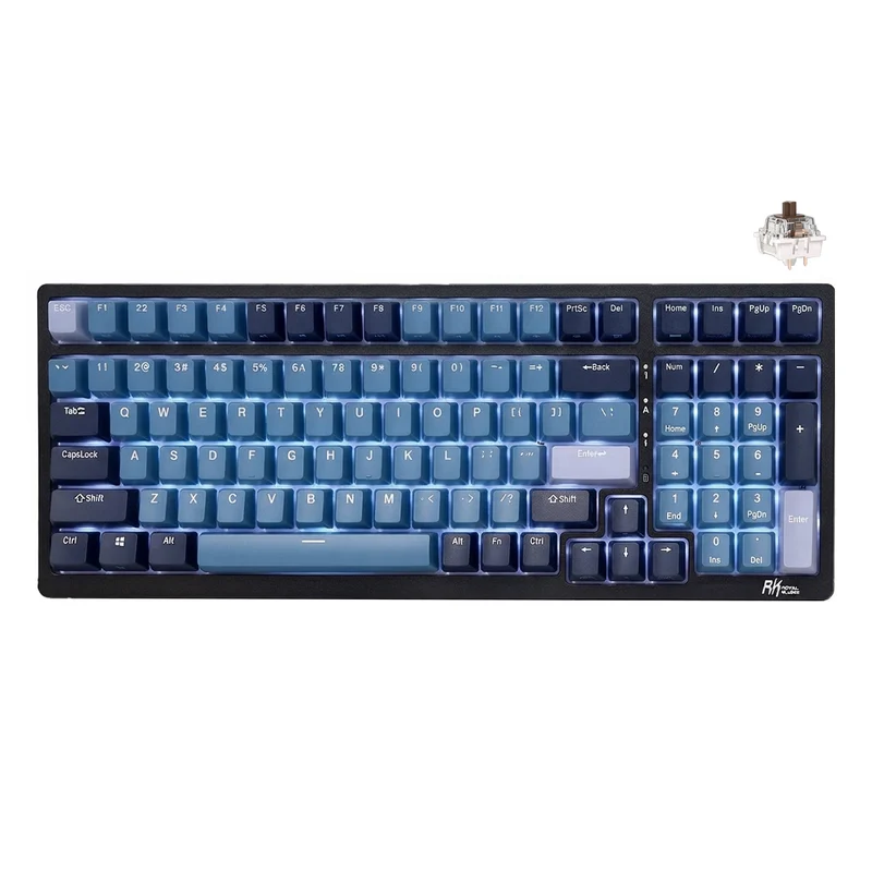 Royal Kludge RK98 Tri-Mode RGB 100 Keys Hot Swappable Mechanical Keyboard Indigo (Brown Switch)