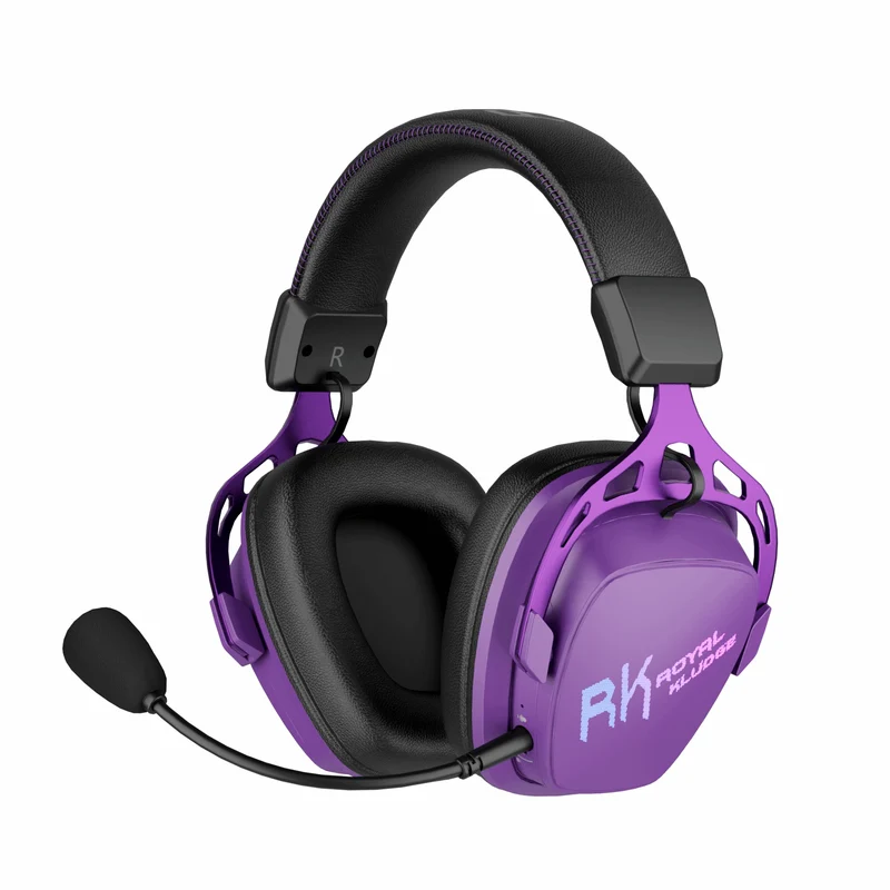 Royal Kludge RK HG103 Pro RGB Tri-Mode Gaming Headphone (Violet, RK Orange)