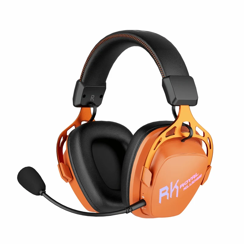 Royal Kludge RK HG103 Pro RGB Tri-Mode Gaming Headphone (Violet, RK Orange)