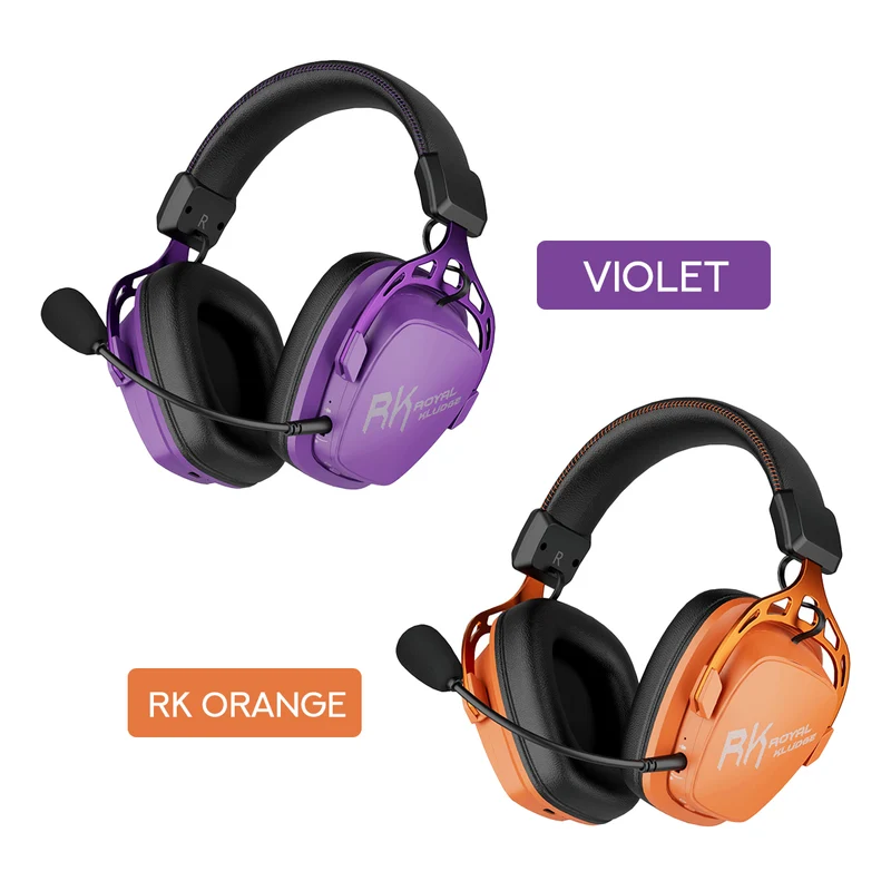 Royal Kludge RK HG103 Pro RGB Tri-Mode Gaming Headphone (Violet, RK Orange)