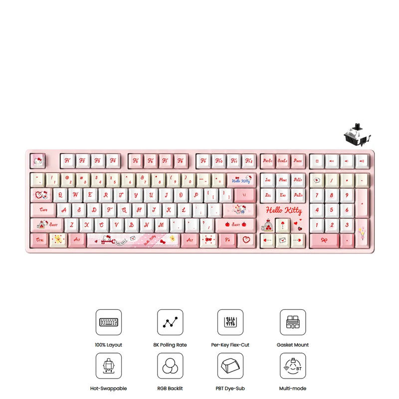 Akko Hello Kitty 5108 V5 Multi-Mode RGB Hot-Swappable Mechanical Keyboard (Akko V3 Piano Pro Switch) (103-K051A-002)