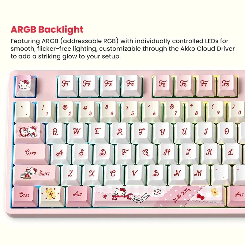 Akko Hello Kitty 5108 V5 Multi-Mode RGB Hot-Swappable Mechanical Keyboard (Akko V3 Piano Pro Switch) (103-K051A-002)