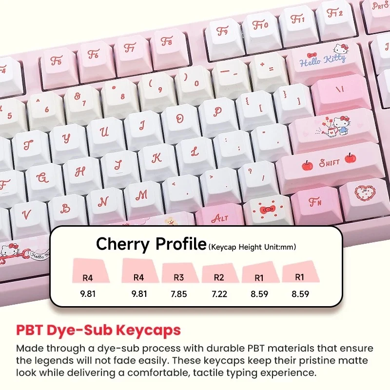 Akko Hello Kitty 5108 V5 Multi-Mode RGB Hot-Swappable Mechanical Keyboard (Akko V3 Piano Pro Switch) (103-K051A-002)